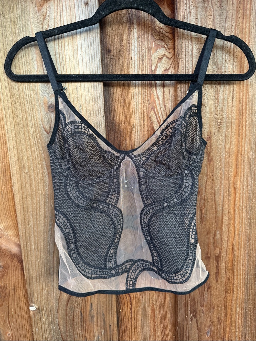 Urban Outfitters Black Sheer Lace-Trim Slip Top